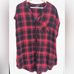 Torrid Red and Black Plaid Button-Down Shirt
